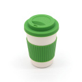 Wholesale bamboo fiber reusable coffee cup Mug with Eco Friendly Silicone Lids